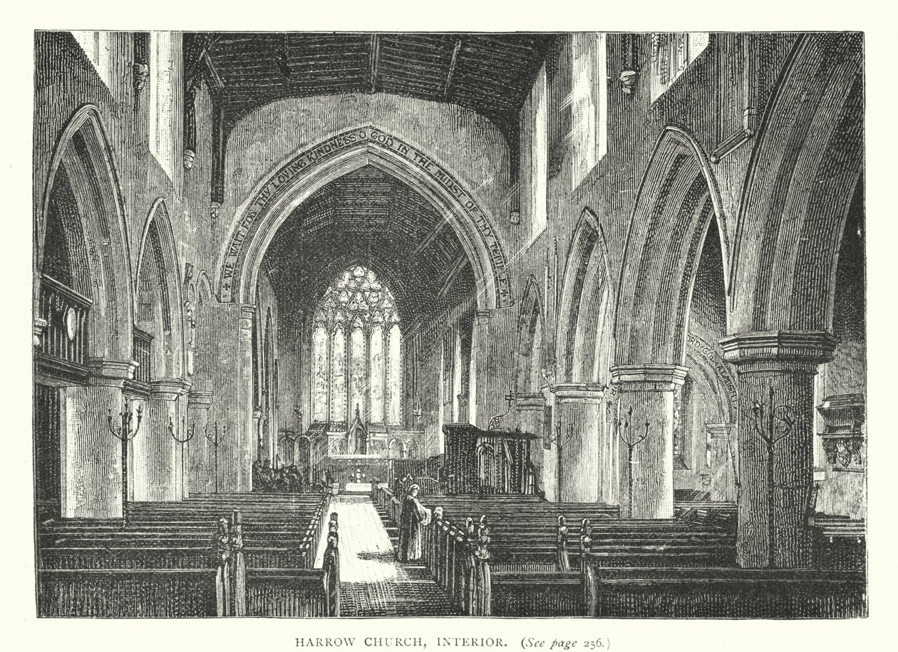 Igreja de Harrow, Interior (gravura) de English School