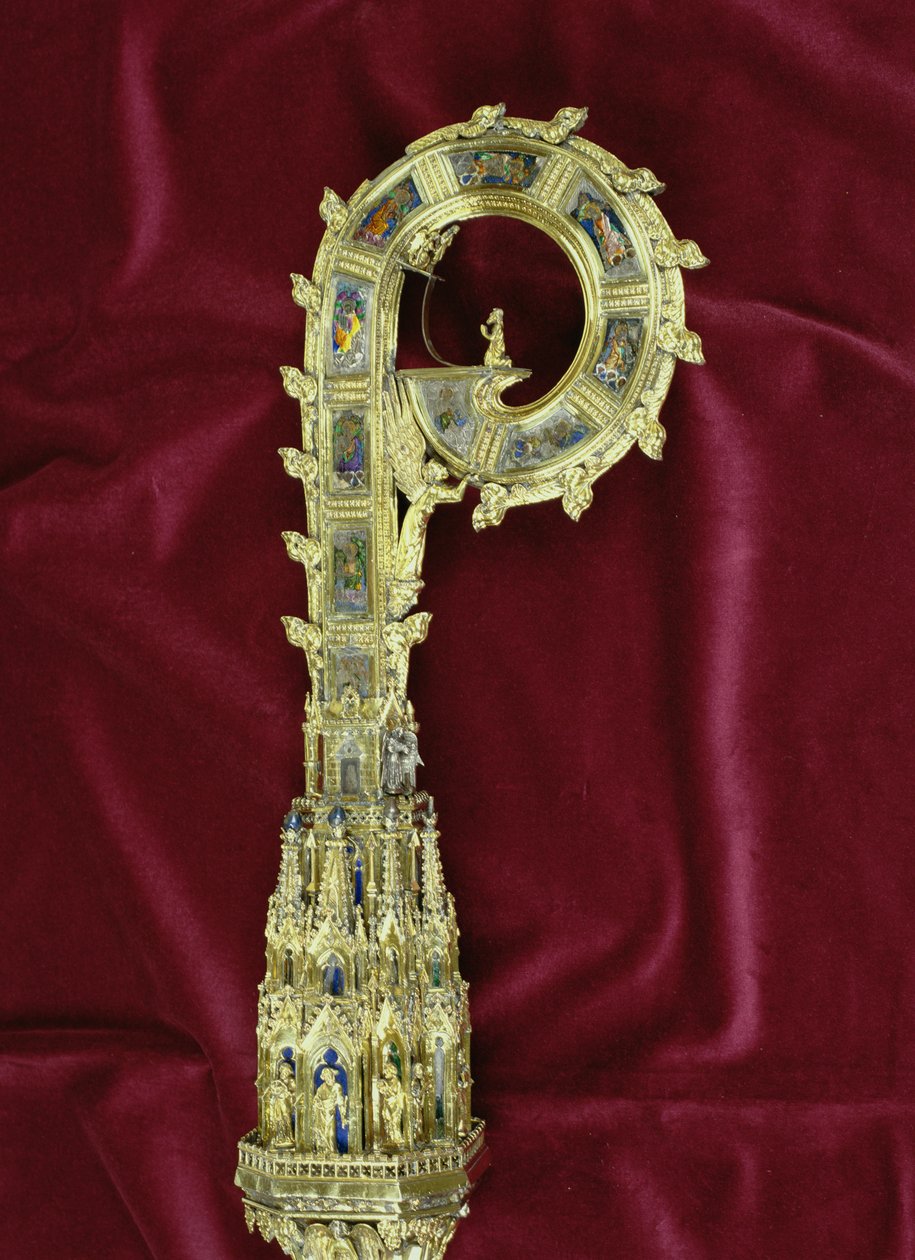 Cabeça e curva do crozier de Guilherme de Wykeham (c.1320-1404): lado de Pedro (prata dourada) (detalhe) (ver 205100-32) de English School