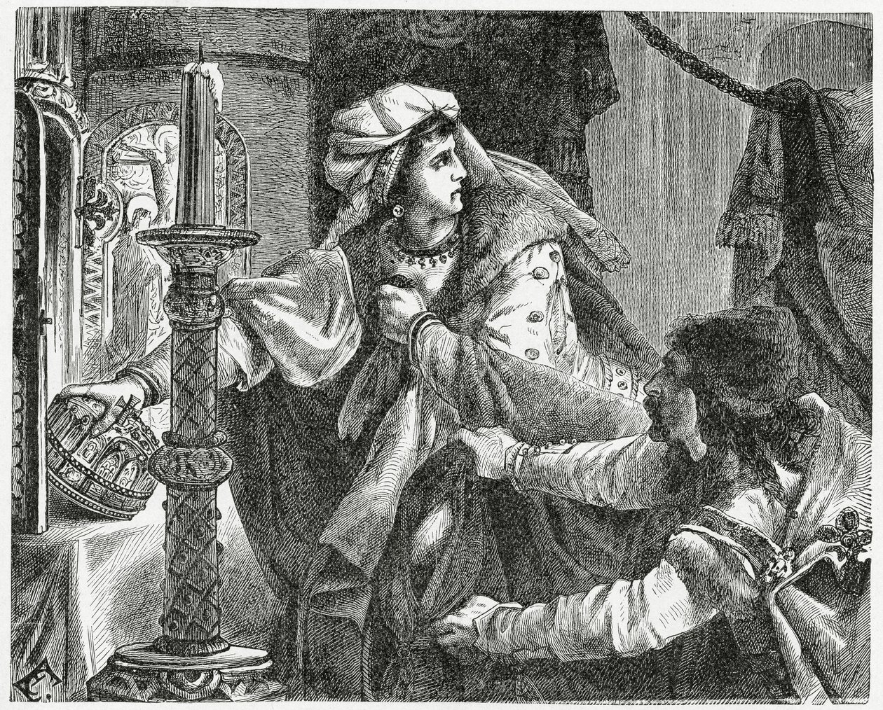 Helene Kottanerin rouba a coroa de Santo Estêvão em 1440, 1882 de English School