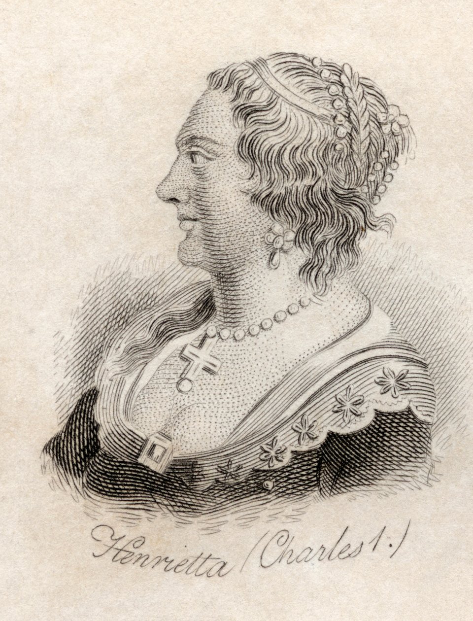 Henrietta Maria da França, do &39;Crabb&39;s Historical Dictionary&39;, publicado em 1825 de English School
