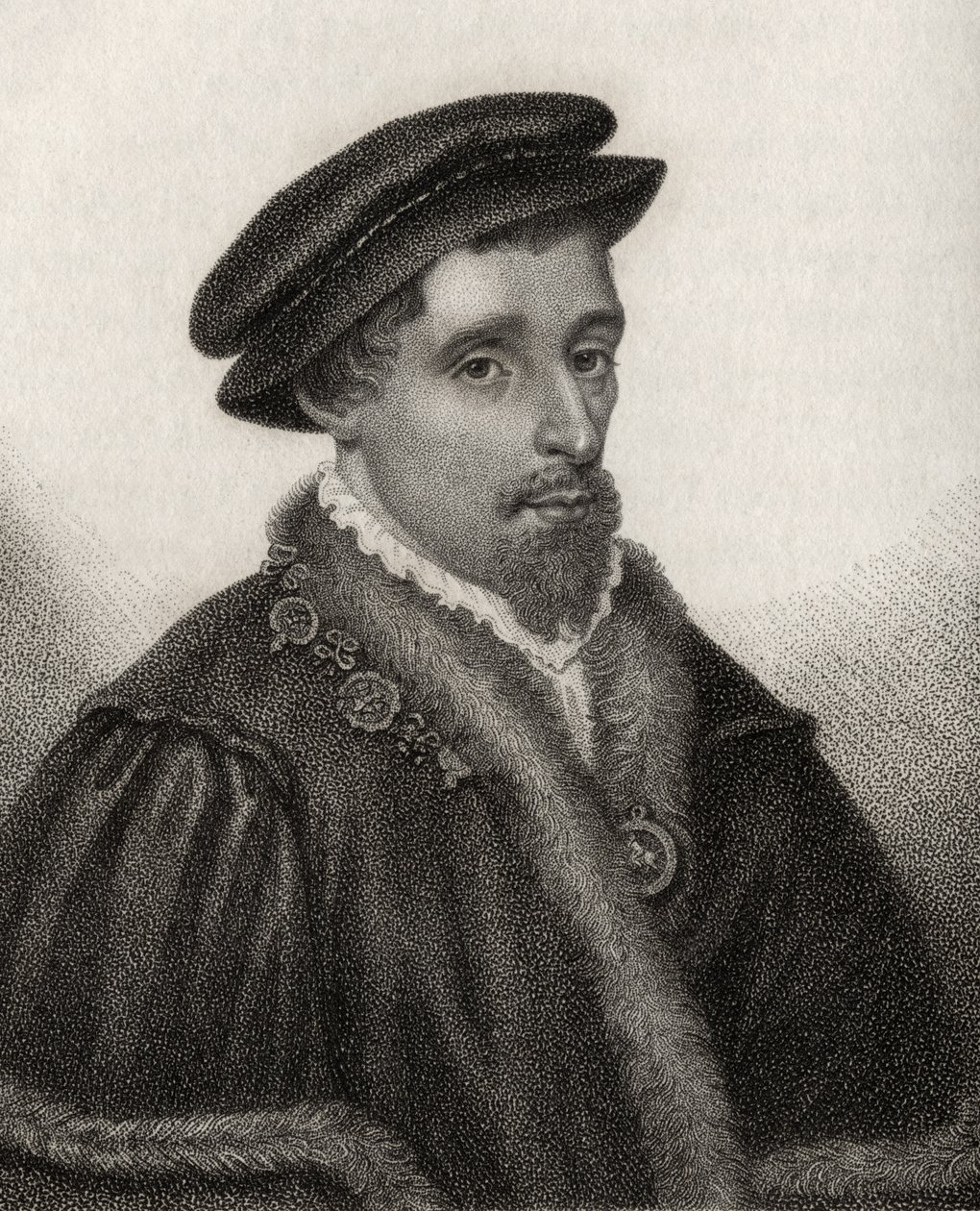 Henry Howard, Conde de Surrey, gravado por Rivers, de "Um Catálogo dos Autores Reais e Nobres", publicado em 1806 de English School
