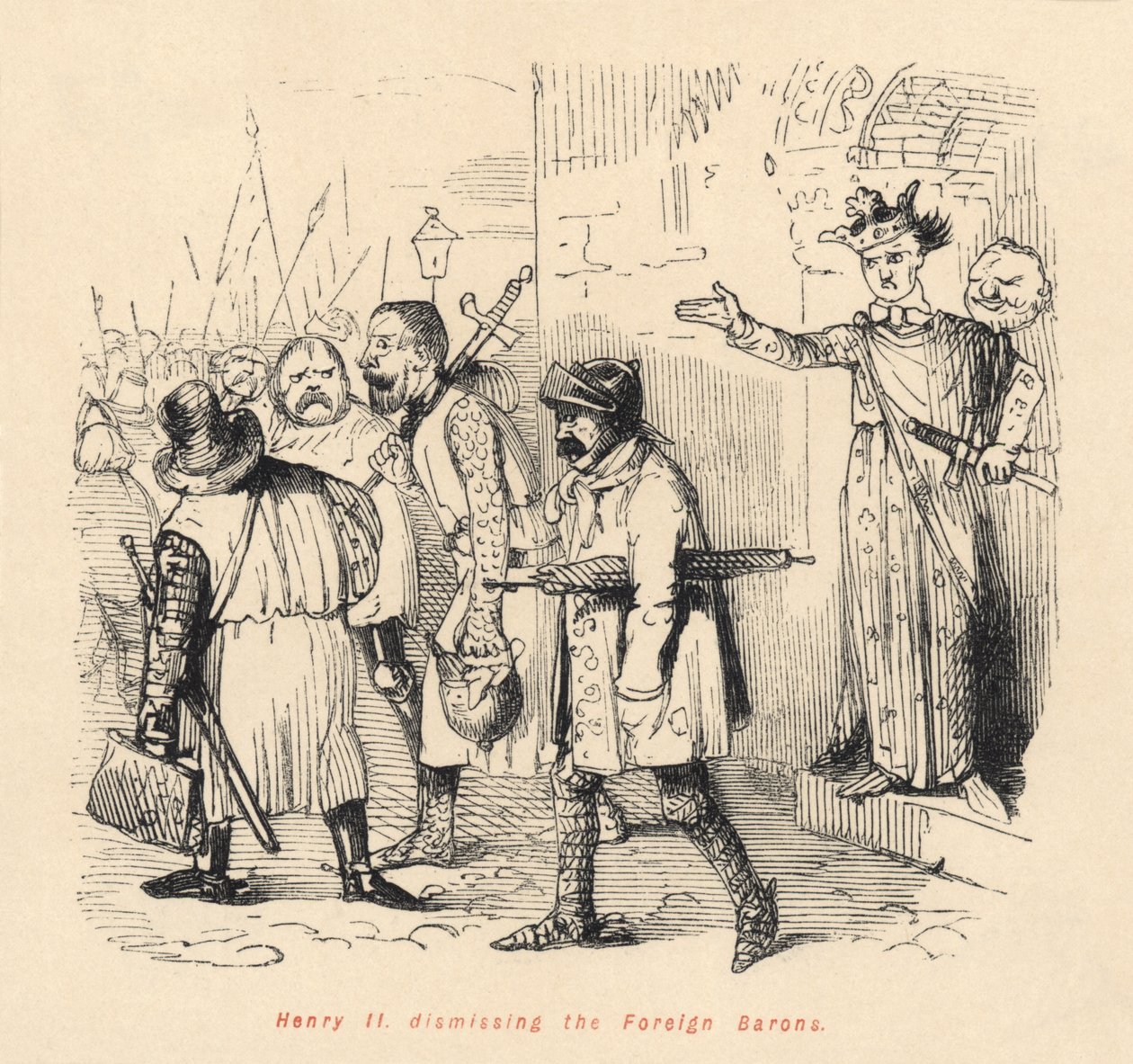 Henrique II (1133-89), dispensando os barões estrangeiros de English School