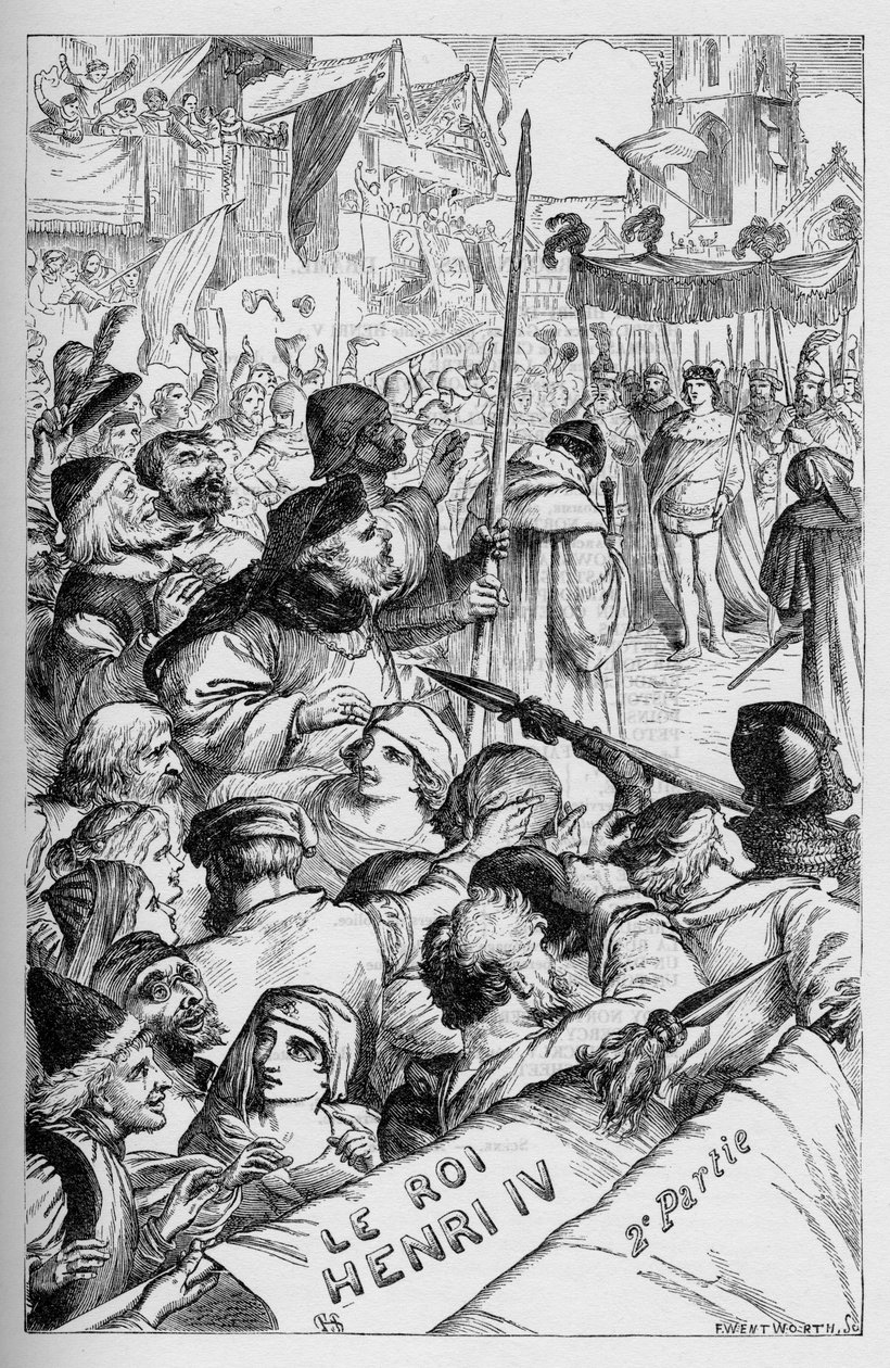 Henry IV (Henry IV) - Ilustração em "Works complete by William Shakespeare" 1866 - As ilustrações e a forma geral desta edição são emprestadas do Shakespeare ilustrado de Cassell, publicado em Londres de English School