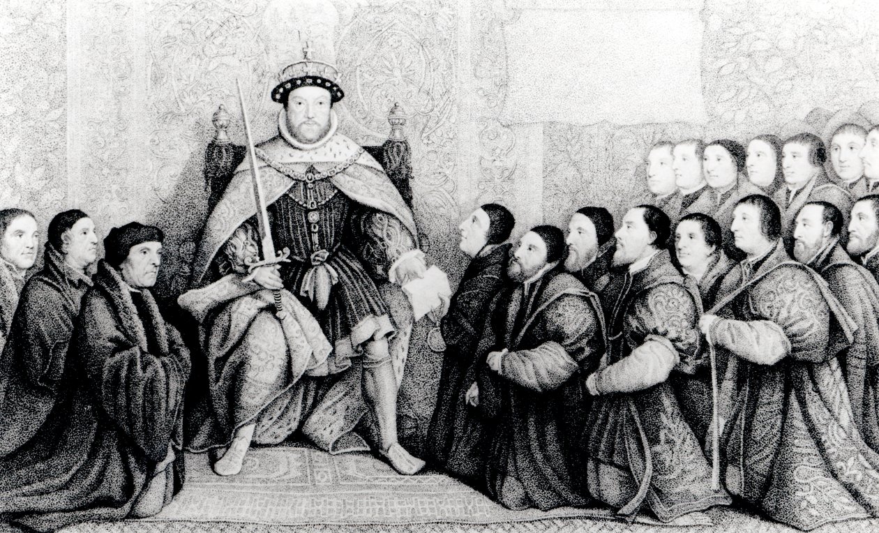 Henrique VIII conferindo a carta aos Cirurgiões Barbeiros de English School