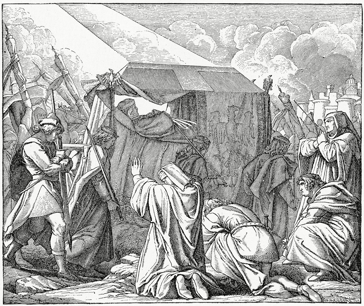 Henrique VII, Sacro Imperador Romano, é lamentado pelo seu povo em 1313, 1882 de English School