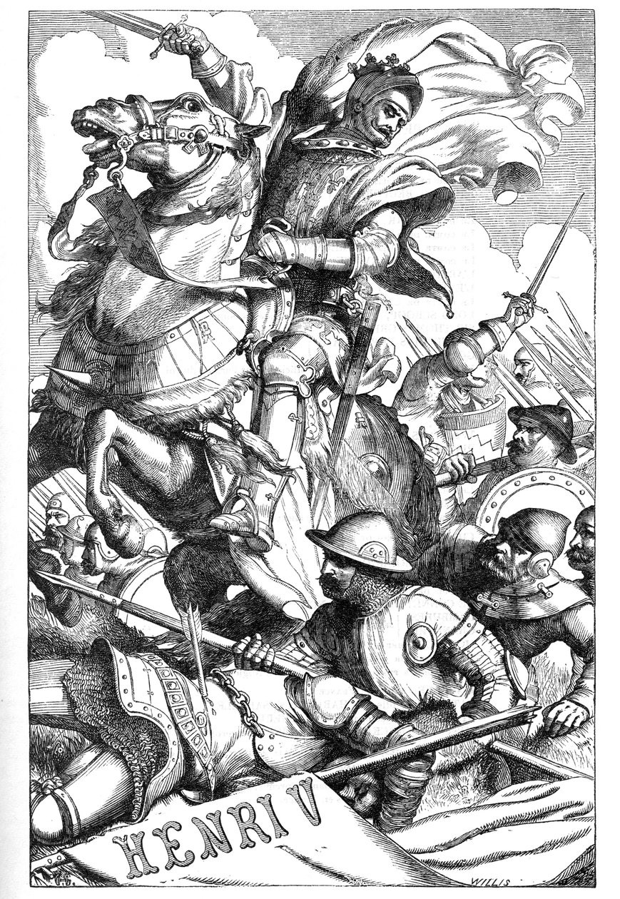 Henrique V - (The Chronicle History of Henry the Fifth) - Ilustração em "Completes de William Shakespeare" 1866 - As ilustrações e a forma geral desta edição são emprestadas do Shakespeare ilustrado de Cassell, publicado em Londres de English School