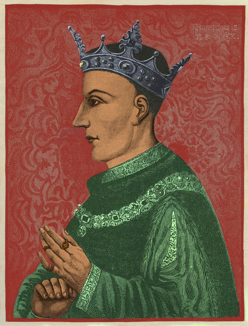 Henrique V, rei de Inglaterra, ilustração de "A Short History of the English People, Vol. II" de John Richard Green de English School