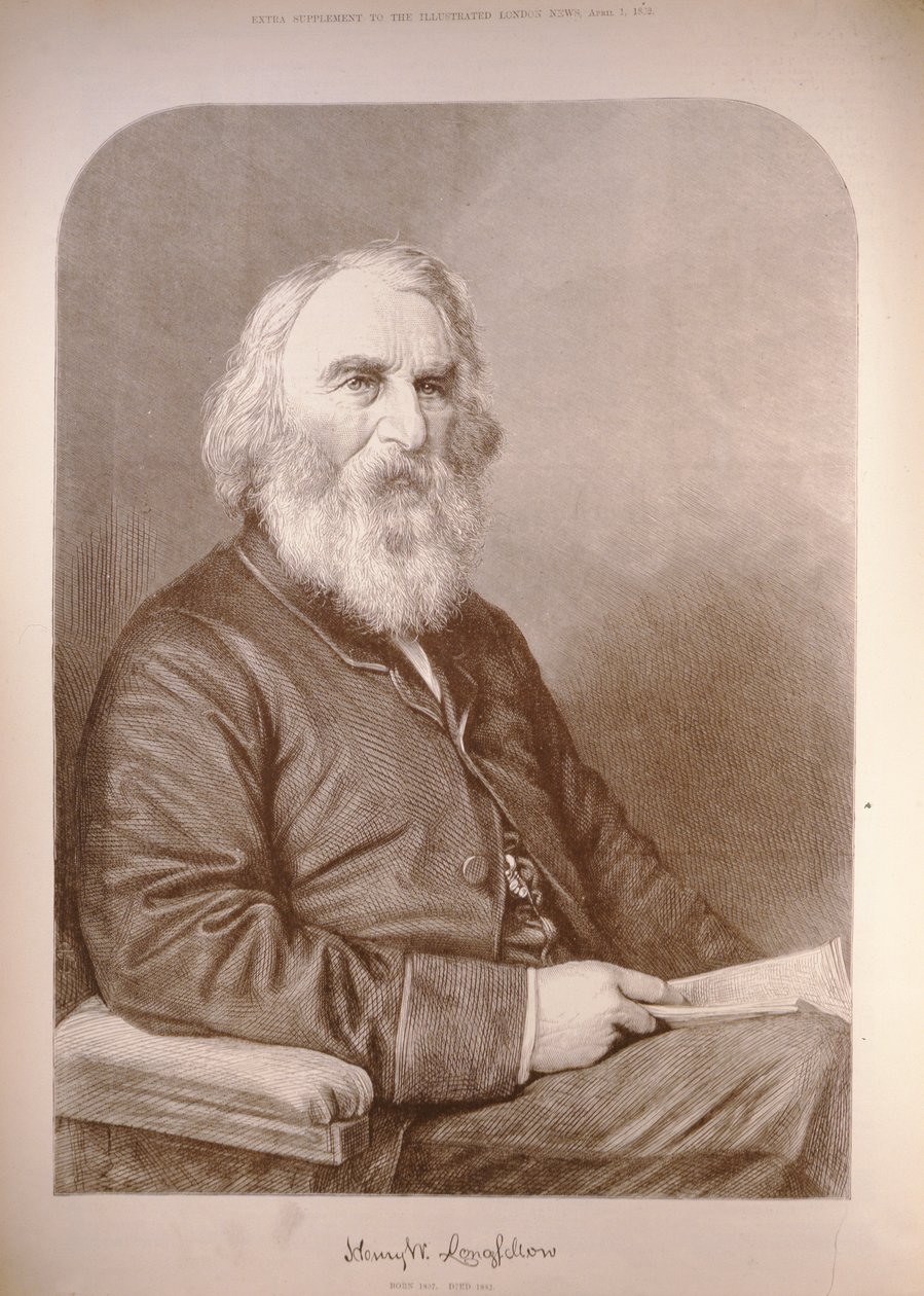 Henry Wadsworth Longfellow (1807-82) de &39;The Illustrated London News&39;, 12 de janeiro de 1882 de English School