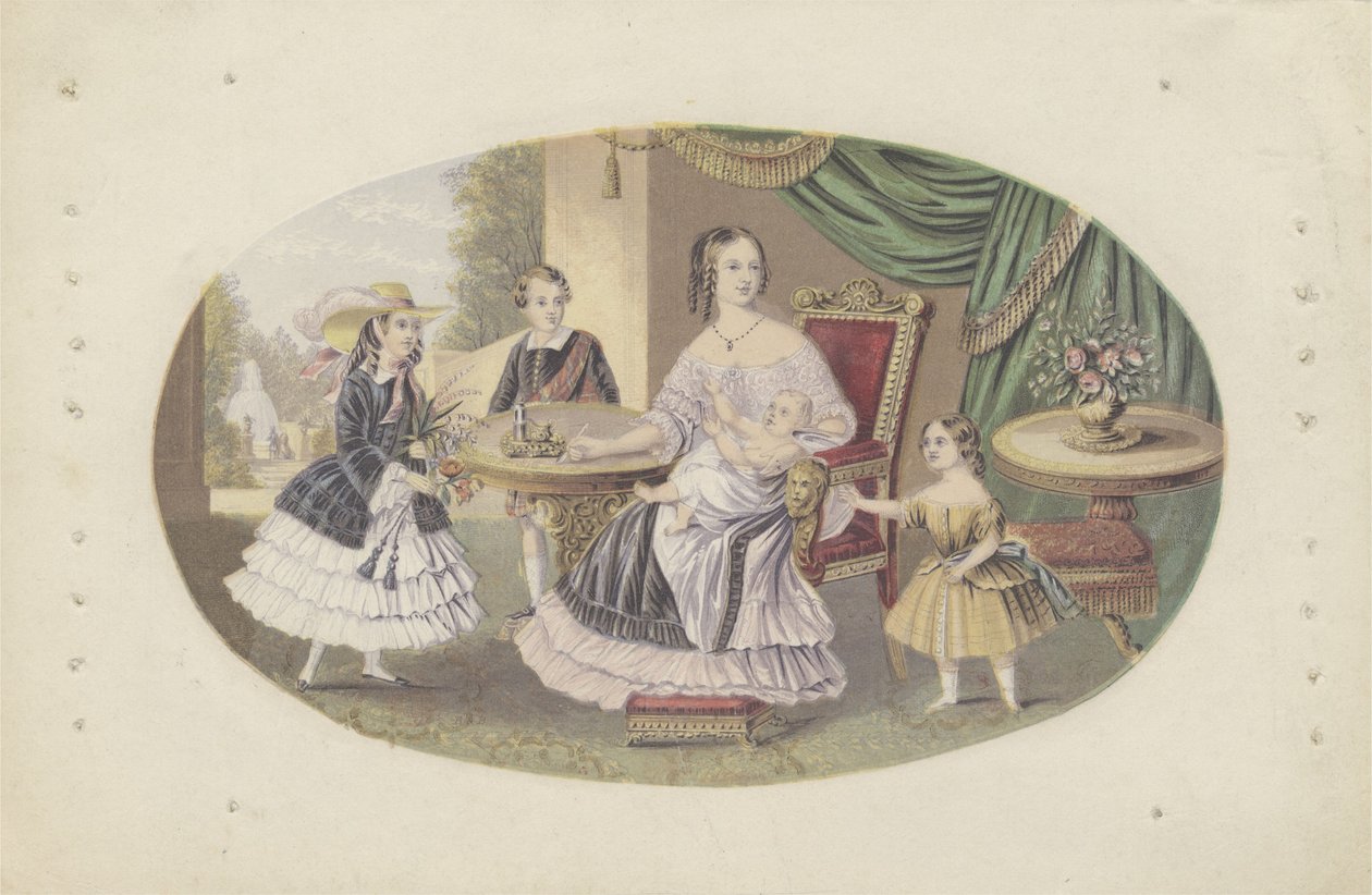 Sua Majestade a Rainha Vitória e Família, c.1851 (água-tinta) de English School
