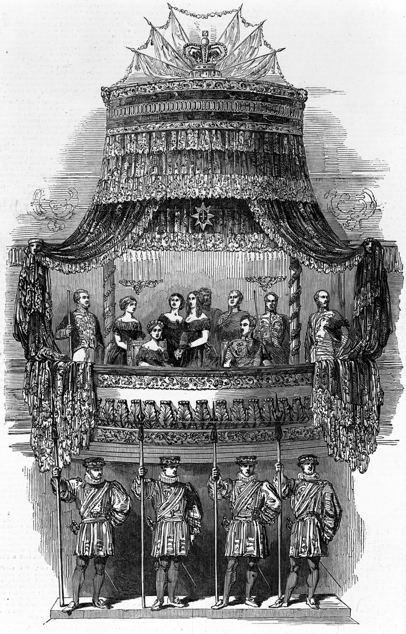 Sua visita do estado de majestade à ópera italiana real, Covent Garden, 1848 de English School