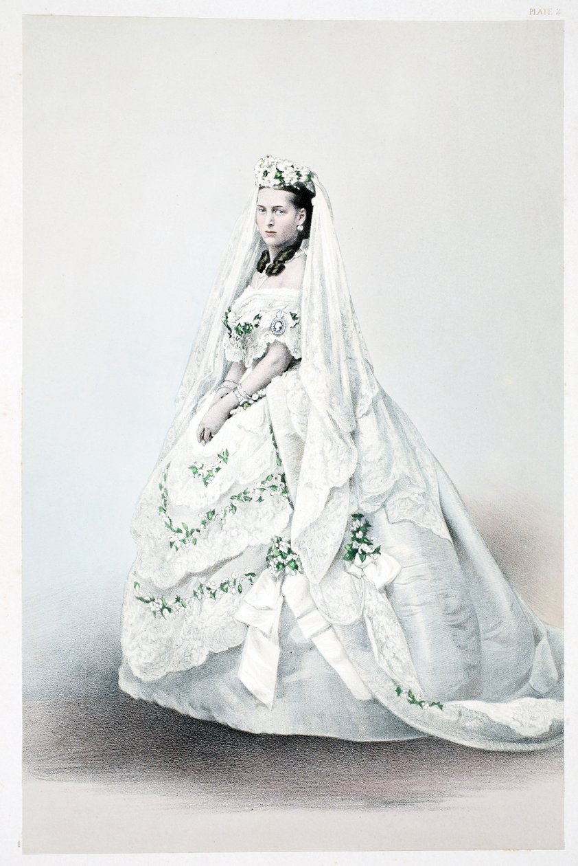 Sua Alteza Real a Princesa Alexandra Caroline da Dinamarca, de Um Memorial do Casamento de Eduardo VII e Alexandra da Dinamarca, pub. 1864 de English School