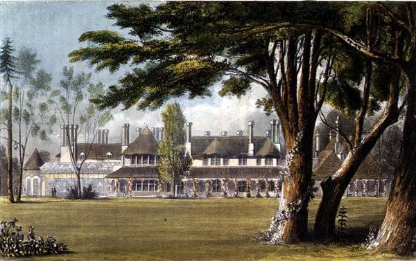 O casebre de Sua Majestade, Windsor Great Park, visto do gramado, do 