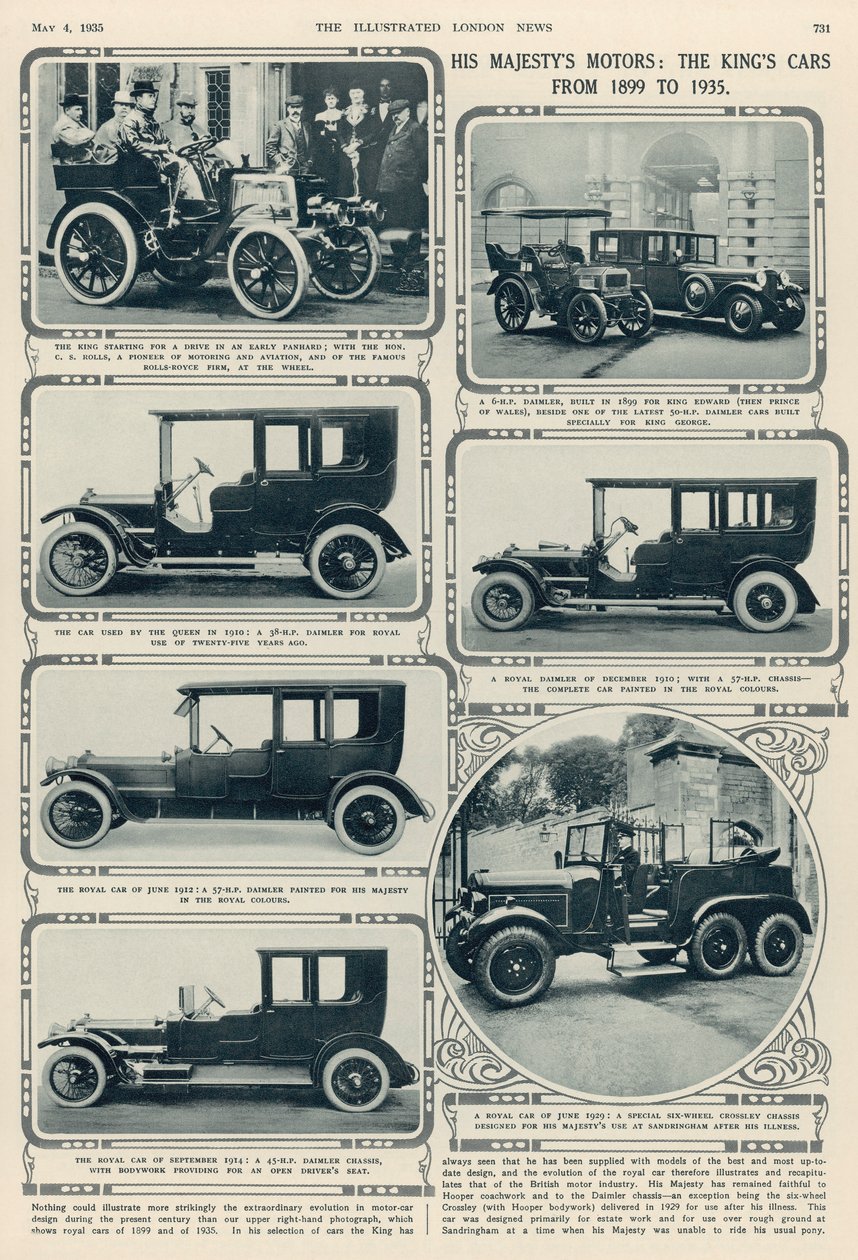 Sua Majestade Motors: King George Vs Cars de 1899 a 1935, da The Illustrated London News, 4 de maio de 1935 de English School