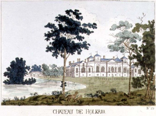 Holkham Hall, Norfolk, ilustração de William Watts 