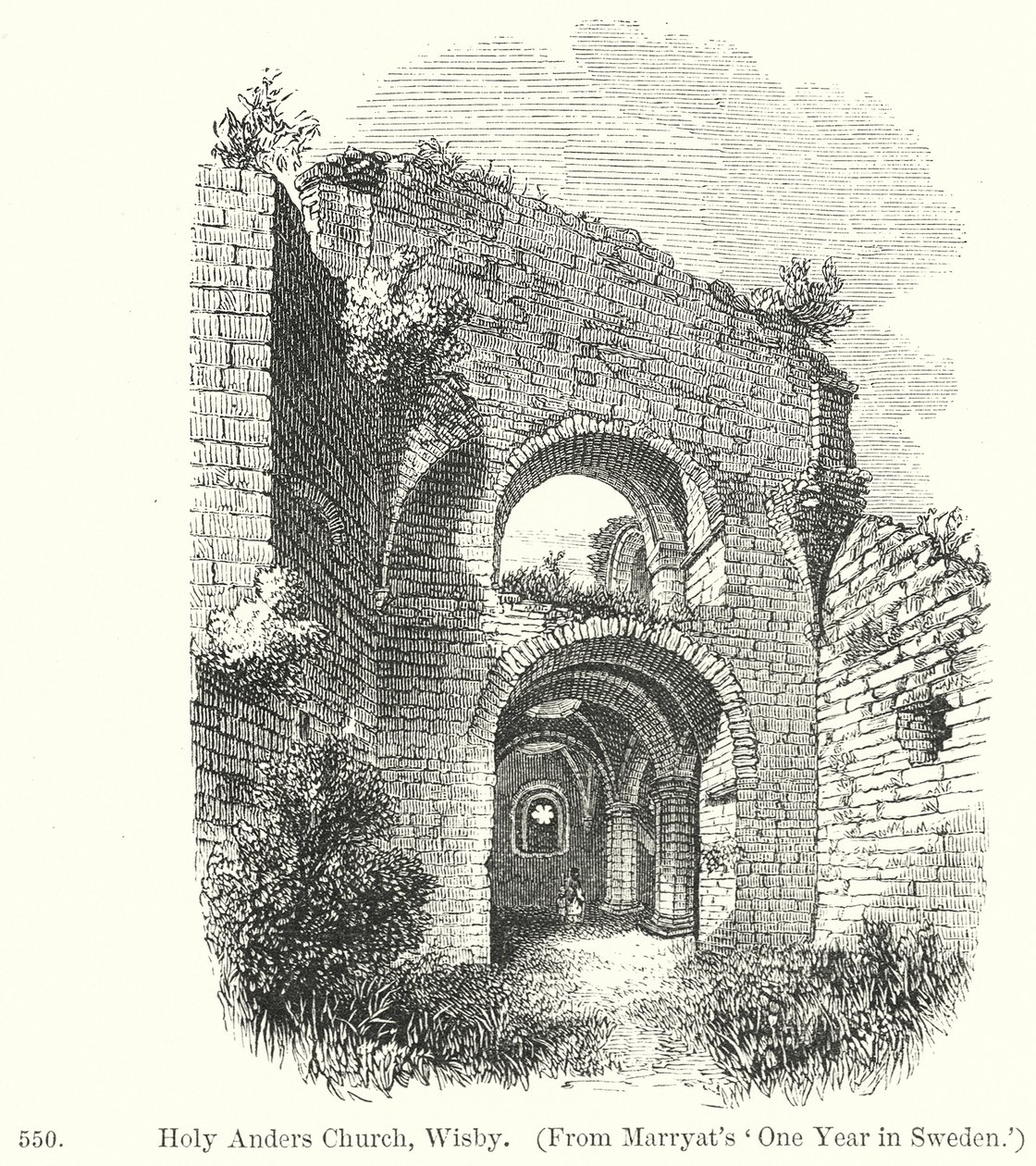 Igreja de Holy Anders, Wisby (gravura) de English School