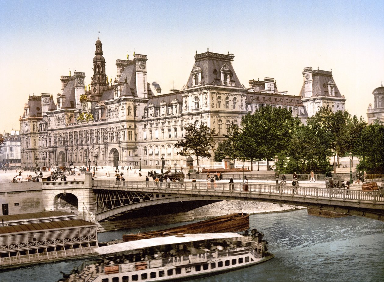Hotel de Ville, Paris (foto colorida à mão) de English School