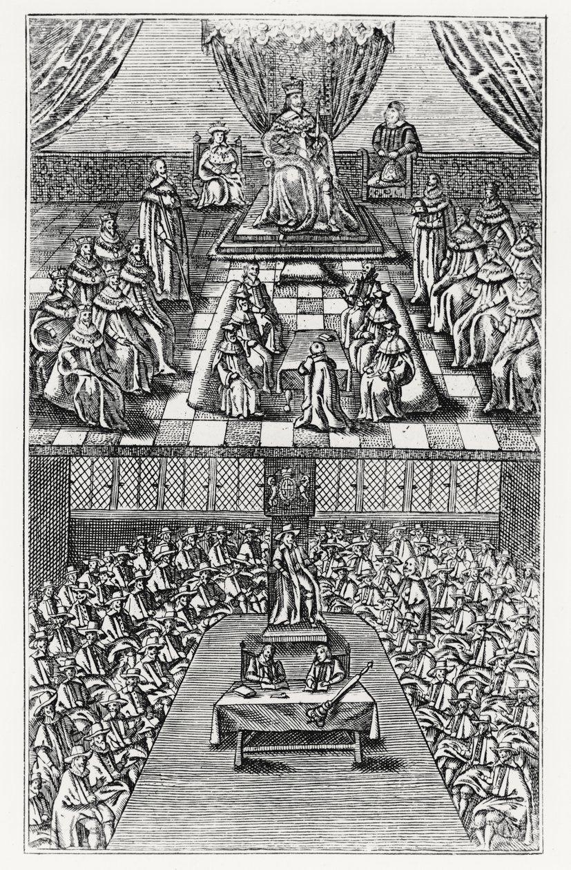 Casas do Parlamento em 1640 de English School