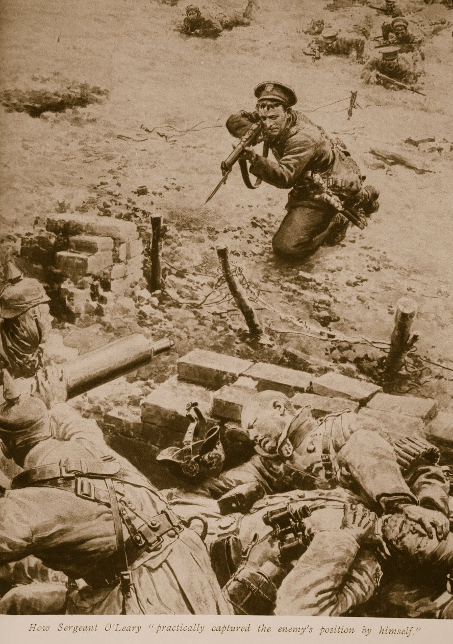 Como o sargento O Leary praticamente capturou a posição do inimigo sozinho, 1914-19 de English School