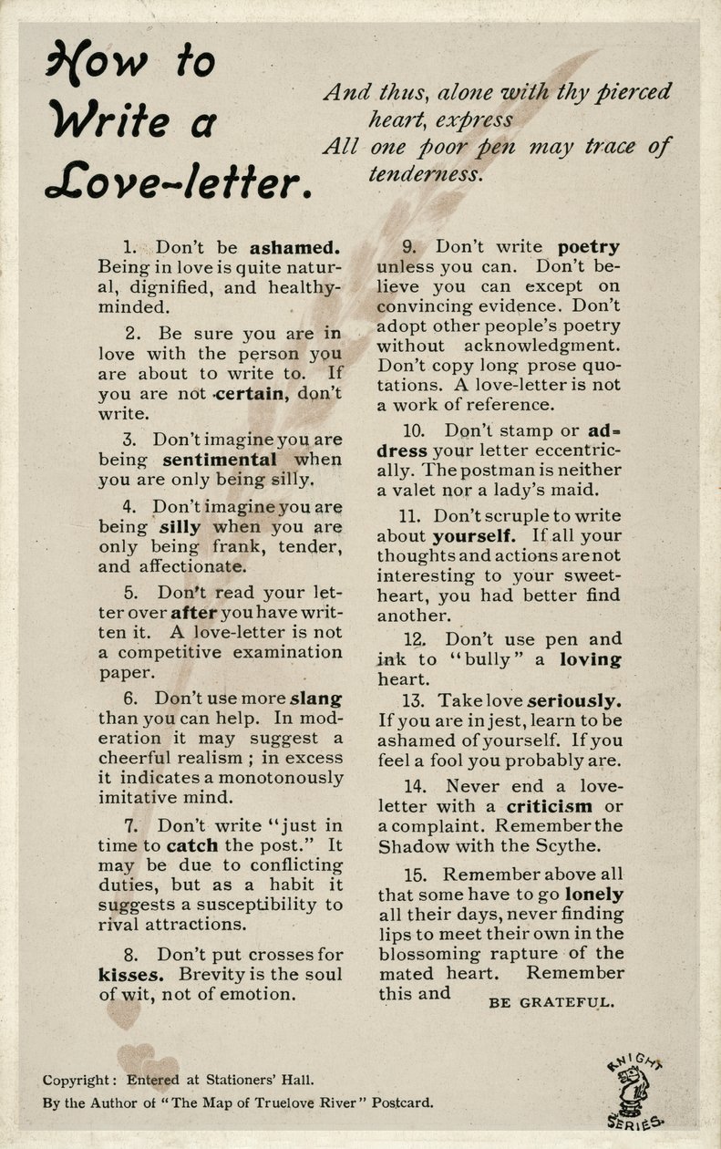 Como escrever uma carta de amor (litografia) de English School