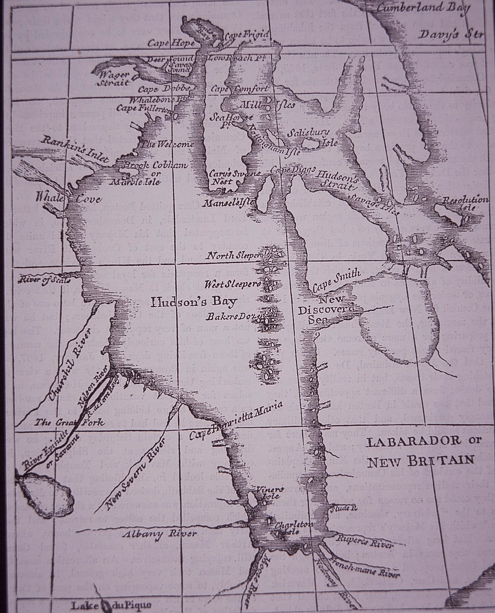 Hudson Bay Company, mapa de Hudson Bay publicado em 1744 de English School