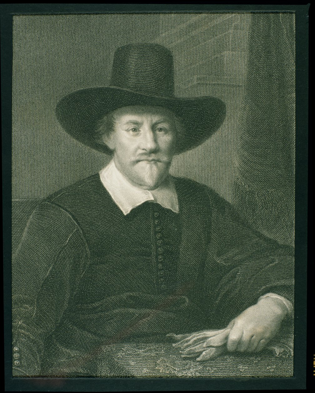 Hugo Grotius (1583-1645) de &39;Gallery of Portraits&39;, publicado em 1833 (gravura) de English School