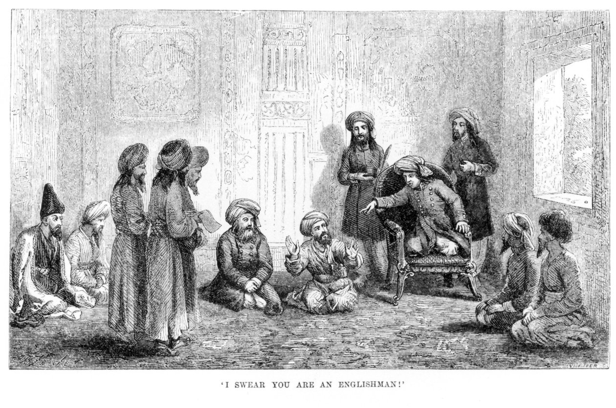 Eu juro que você é um inglês: o disfarce de autores é exposto em Herat, de Viagens na Ásia Central ... em ... 1863, 1864 por Arminius Vambery de English School