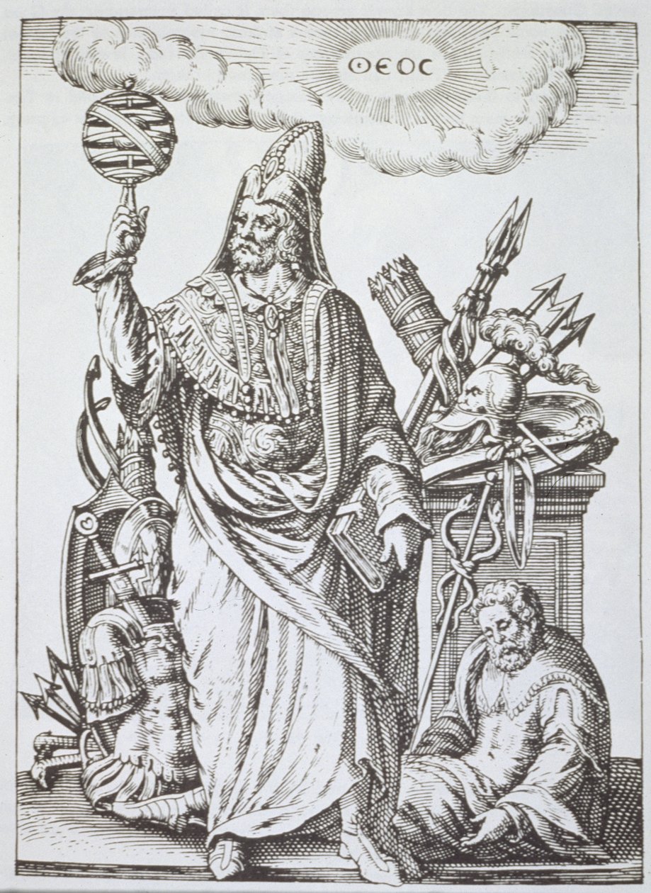figura ideal de Hermes, a partir de uma cópia de adivinhação e magia por Jean-Jacques Boissard 1605, publicada século 19 de English School