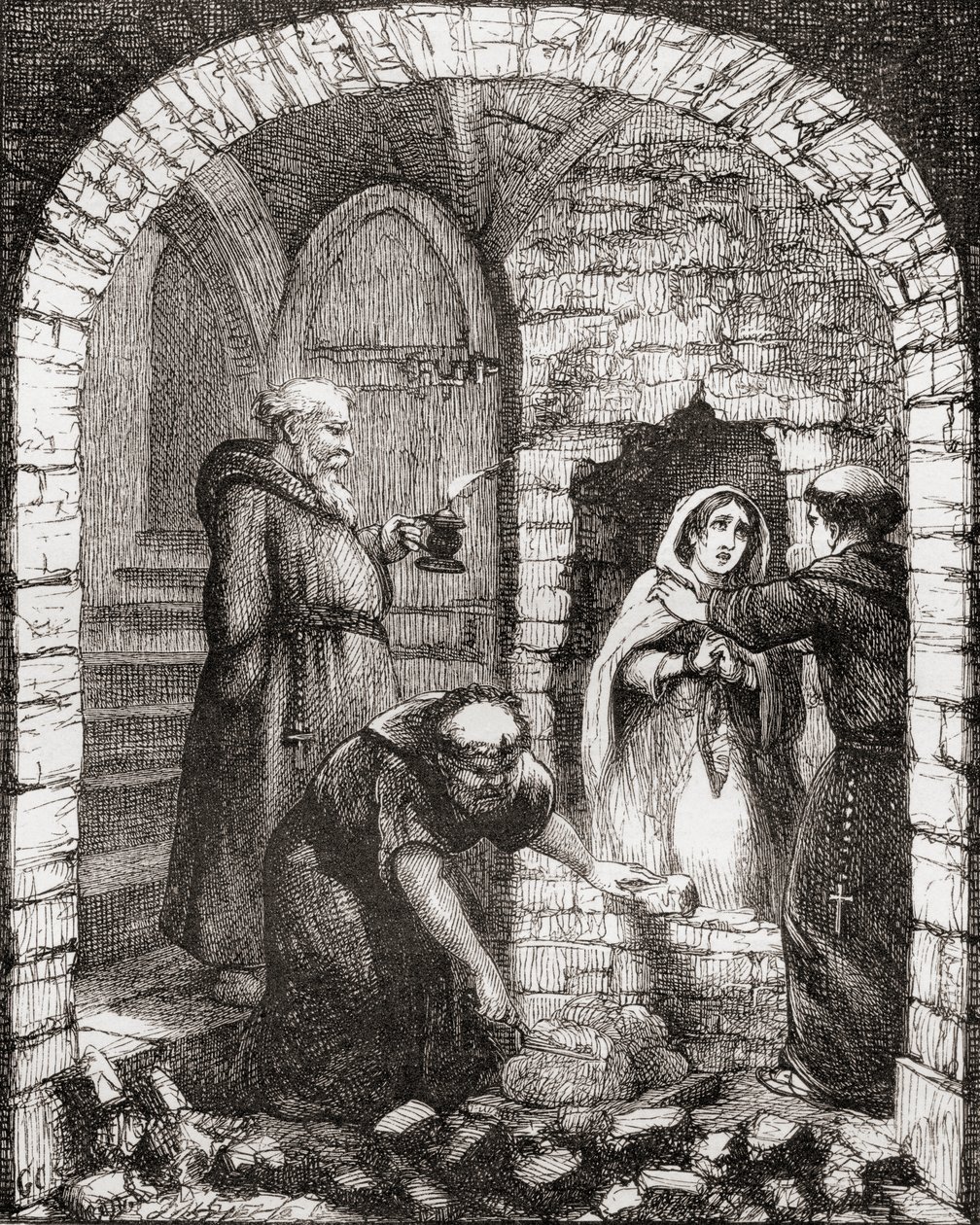 Ilustração depois de George Cruikshank para &39;Netley Abbey: Uma lenda de Hampshire&39;, de &39;The Ingoldsby Legends ou Mirth and Marvels&39;, de Thomas Ingoldsby, publicado em 1865 de English School