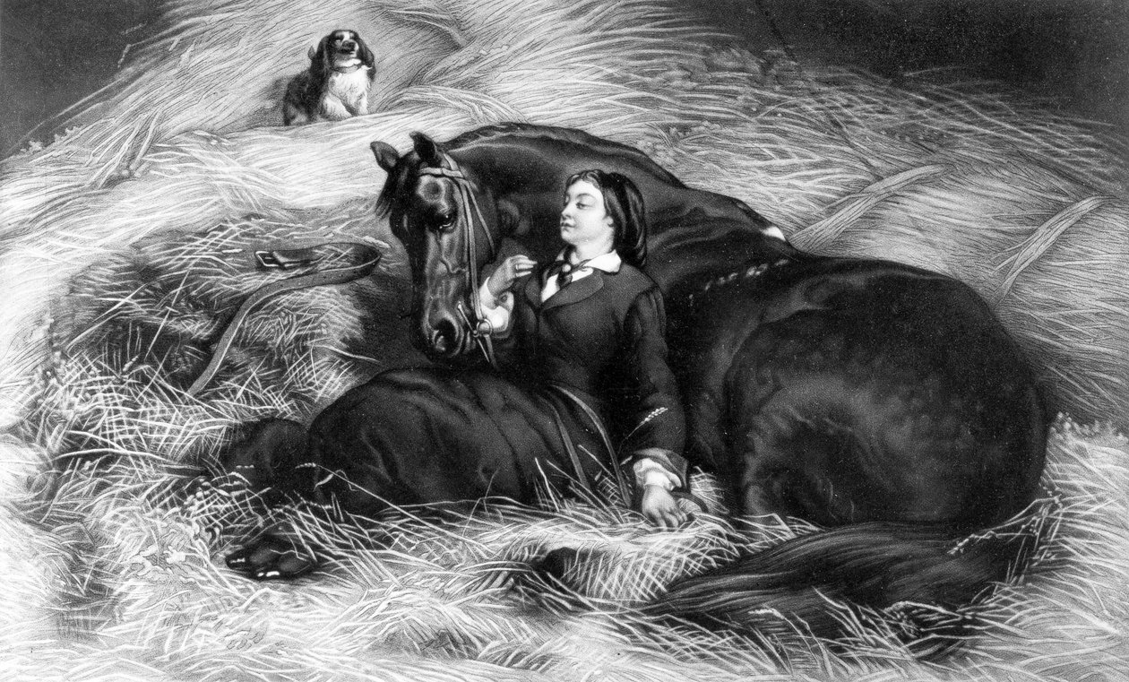 Ilustração de menina com cavalo, após Rosa Bonheur, século XIX de English School