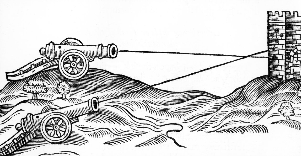 Ilustração de fogo de canhão na arte de artilharia por Thomas Smith (fl.1600-27), 1628 de English School