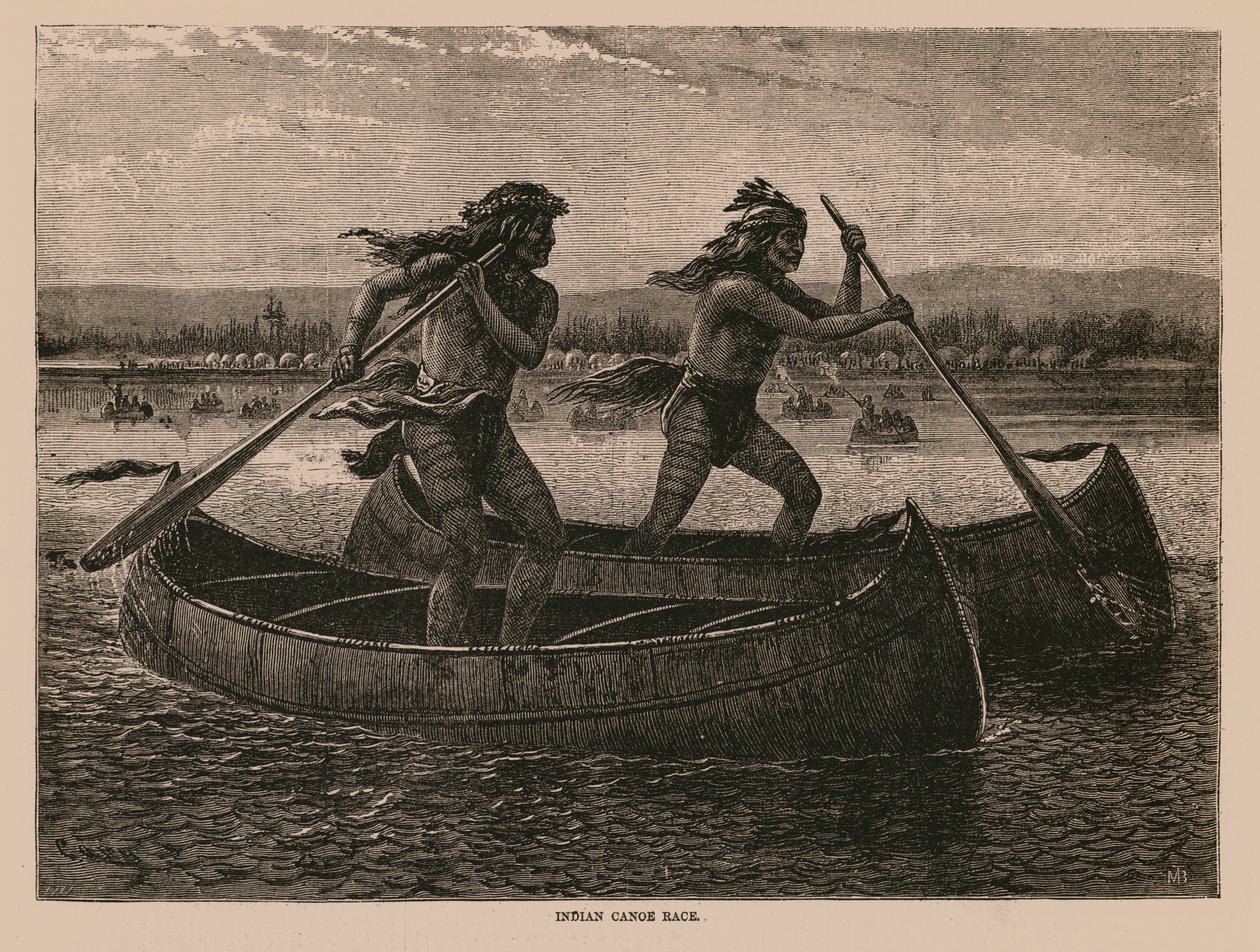 Corrida de canoas dos índios (gravura) de English School