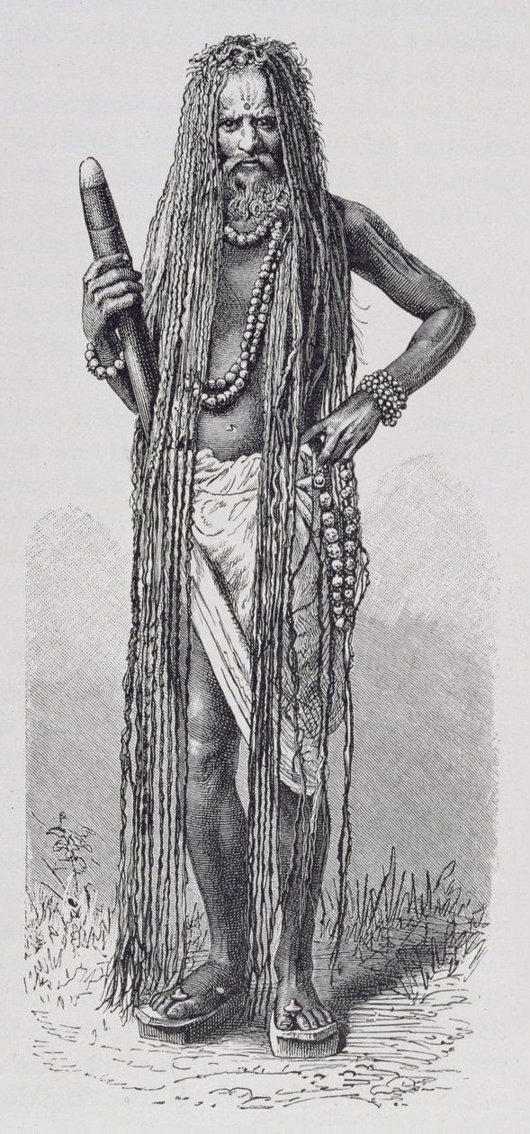 Faquir indiano, de The History of Mankind, Vol.III, do Prof. Friedrich Ratzel, 1898 de English School