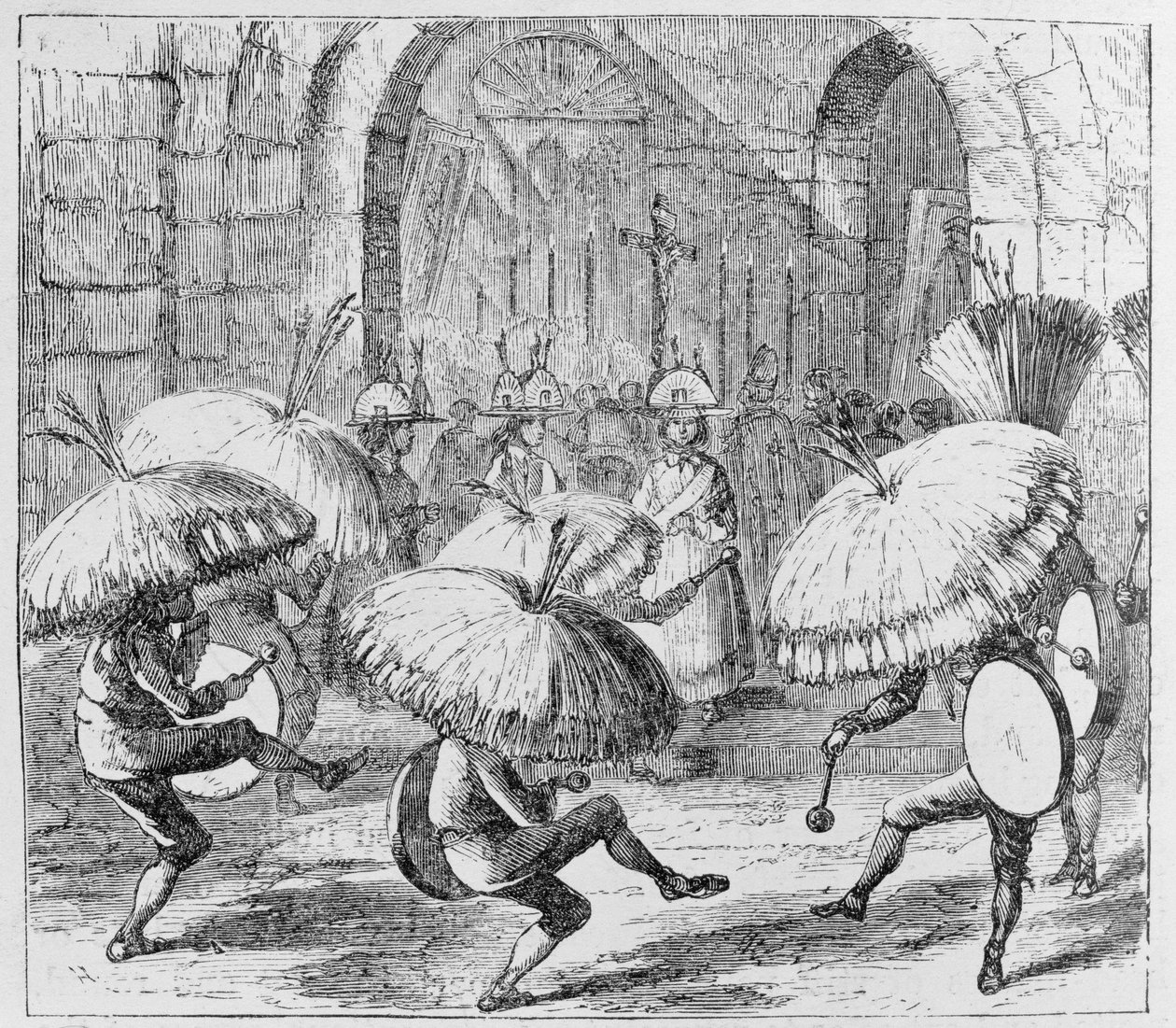 Índios Celebrando o Chuno ou Festival da Batata, Tiahuanaco, Bolívia, de "Incidentes de Viagem e Exploração na Terra dos Incas" por E. George Squier, pub. em 1878 de English School