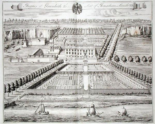Ingries at Greenhith, the Seat of Jonathan Smith, gravada por I. Kip (gravura) de English School