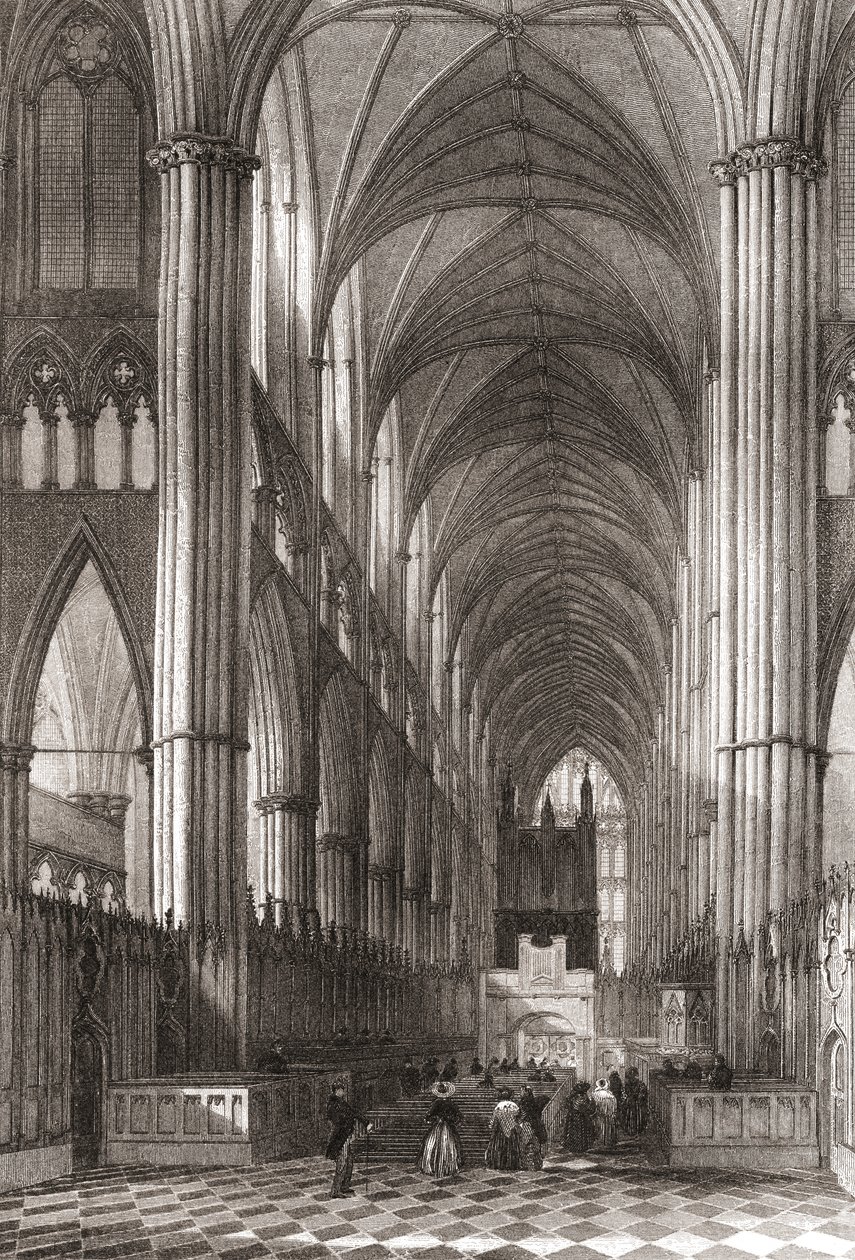 Interior da Abadia de Westminster, Cidade de Westminster, Londres, Inglaterra de English School