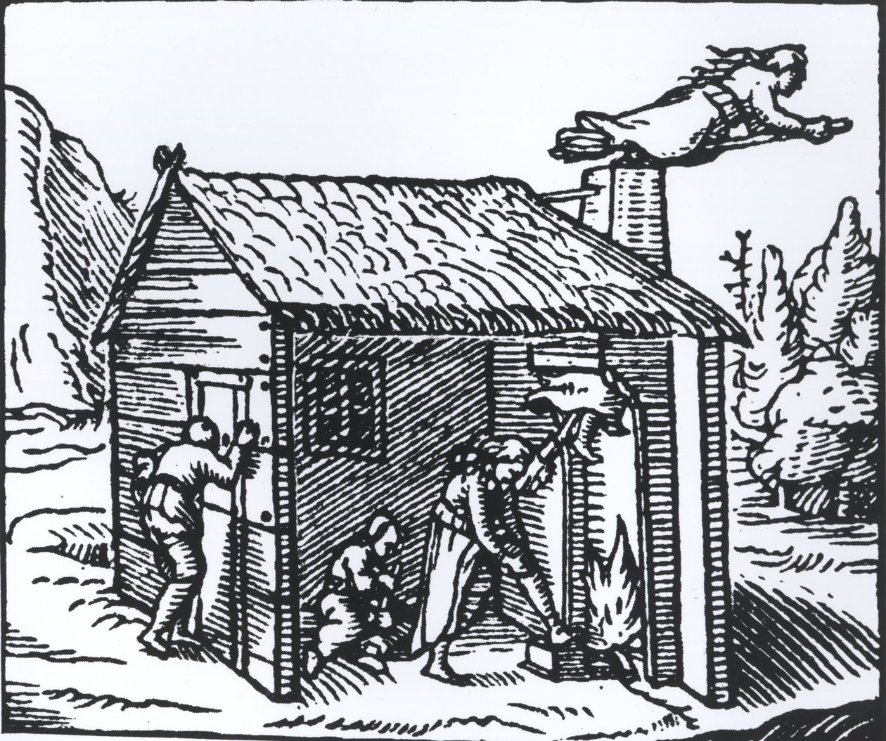 Interior de uma casa de bruxa, 1579 de English School