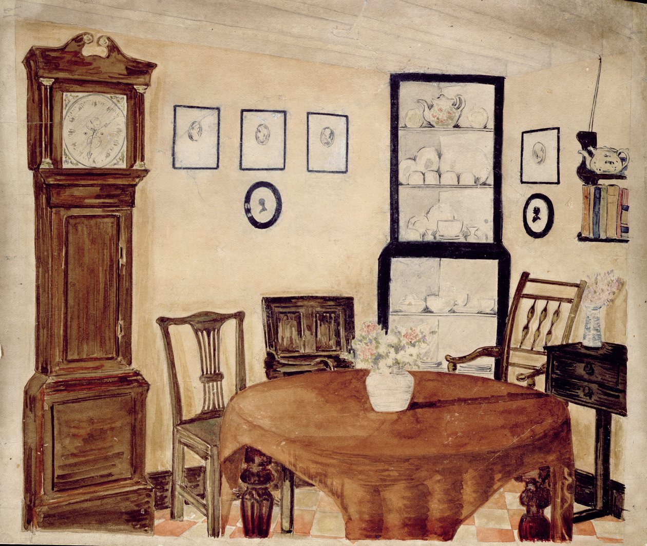 Interior de uma casa de antiguidades, c.1870 (wc no papel) de English School