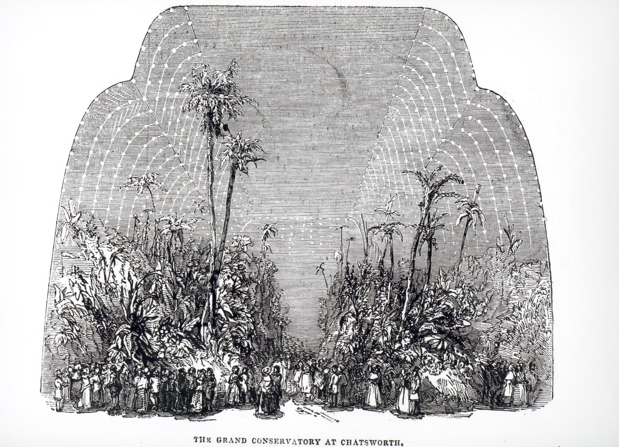 Interior do Grande Conservatório de Chatsworth, 1843 de English School