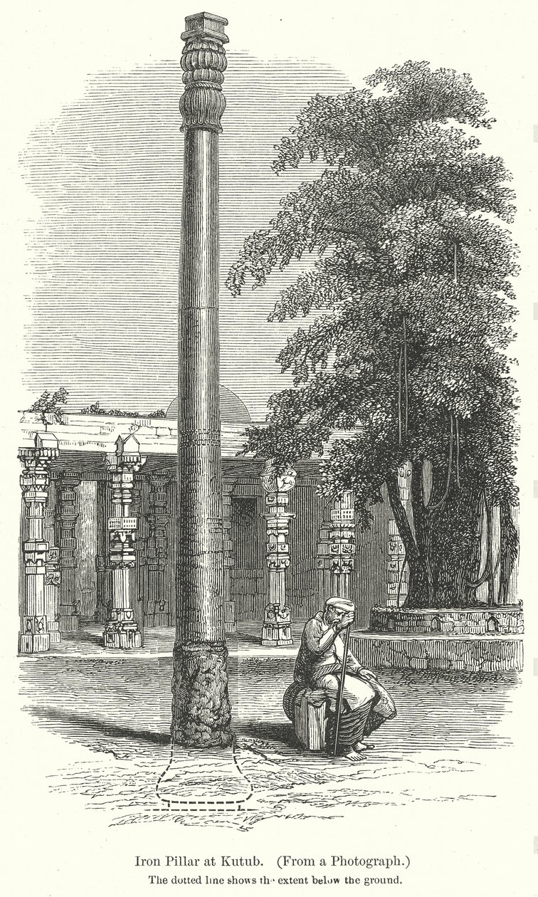Pilar de ferro em Kutub (gravura) de English School