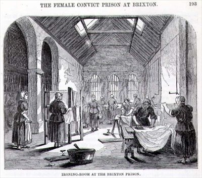 Ironing-Room na Prisão de Brixton, de "The Criminal Prisons of London and Scenes of Prison Life" de Henry Mayhew (1812-87) e John Binny de English School