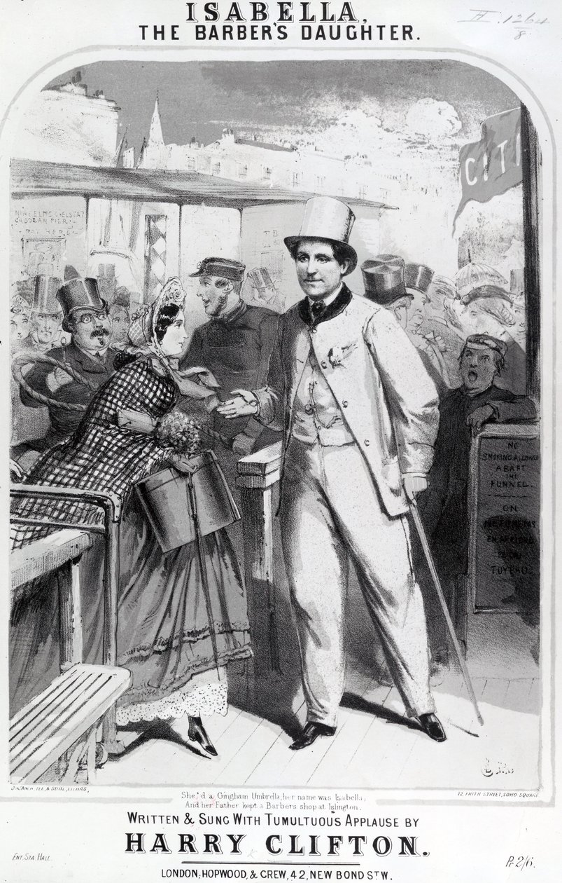 Isabella a filha de barbeiros, anúncio para a música de Harry Clifton, 1865 de English School