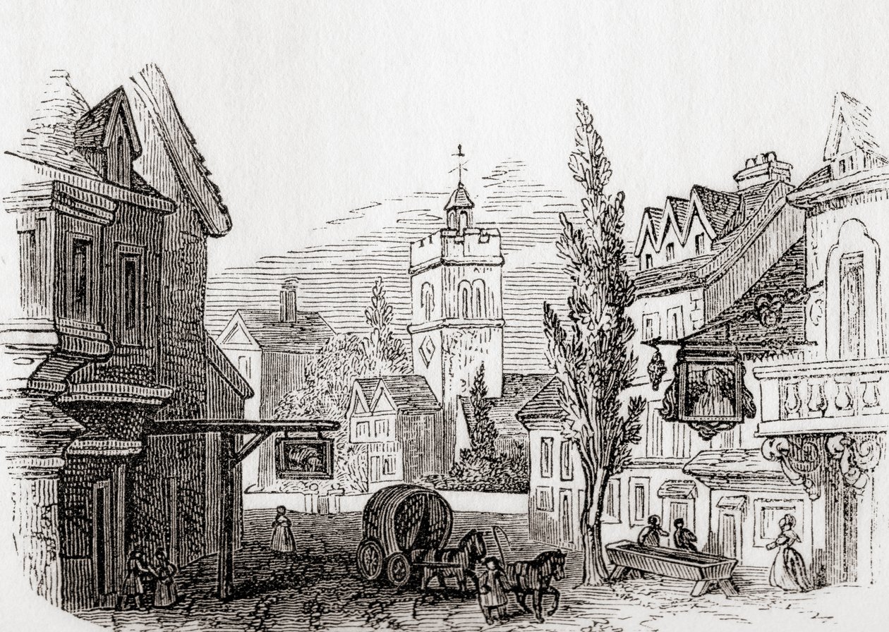 Islington, Greater London, Inglaterra, em 1760, da Velha Inglaterra: Um Museu Pictórico, pub. 1847 de English School