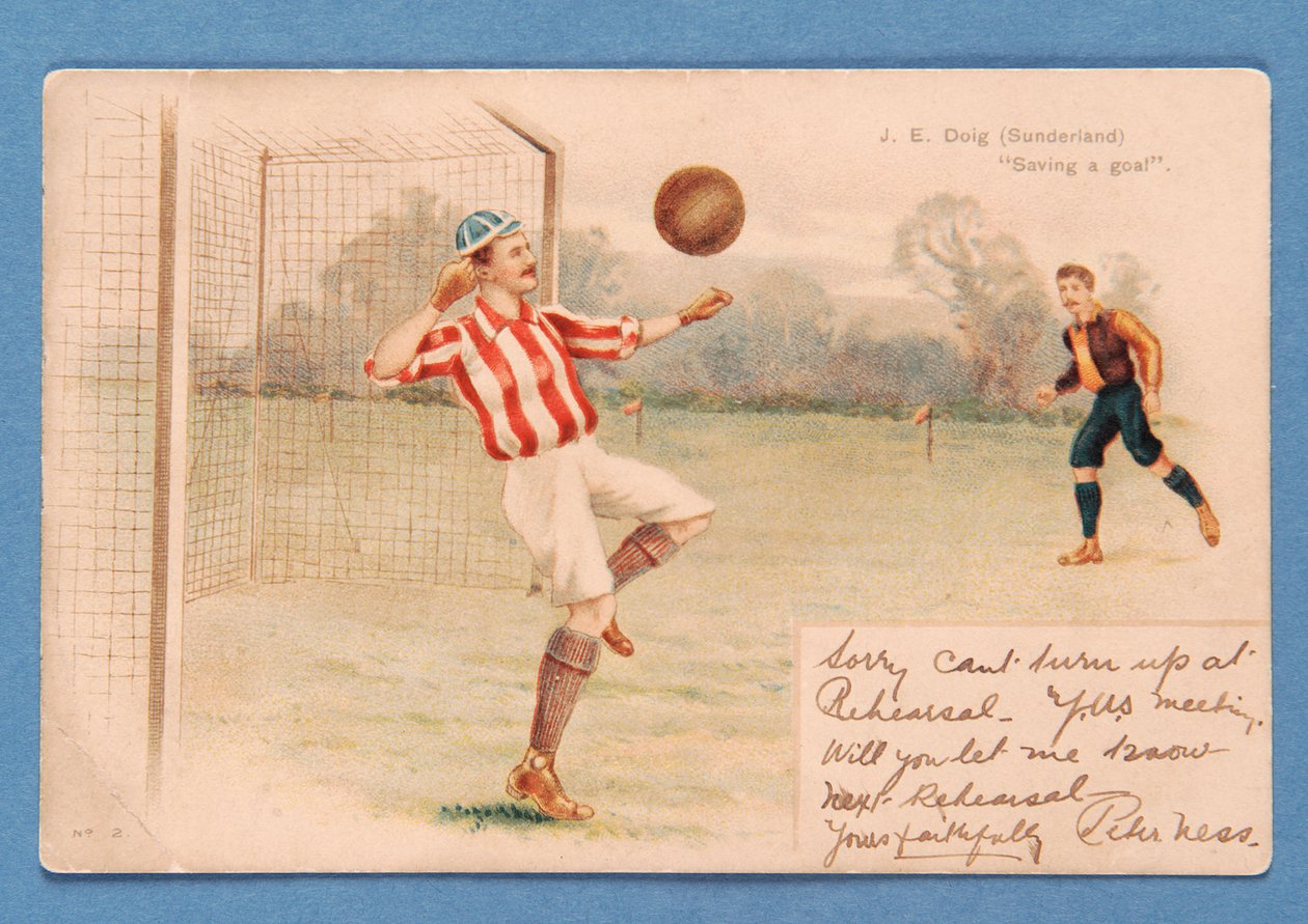 JE Doig (Sunderland) Salvando um gol, de English School