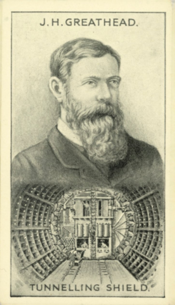 JH Greathead, escudo de escavação de túneis (litografia) de English School