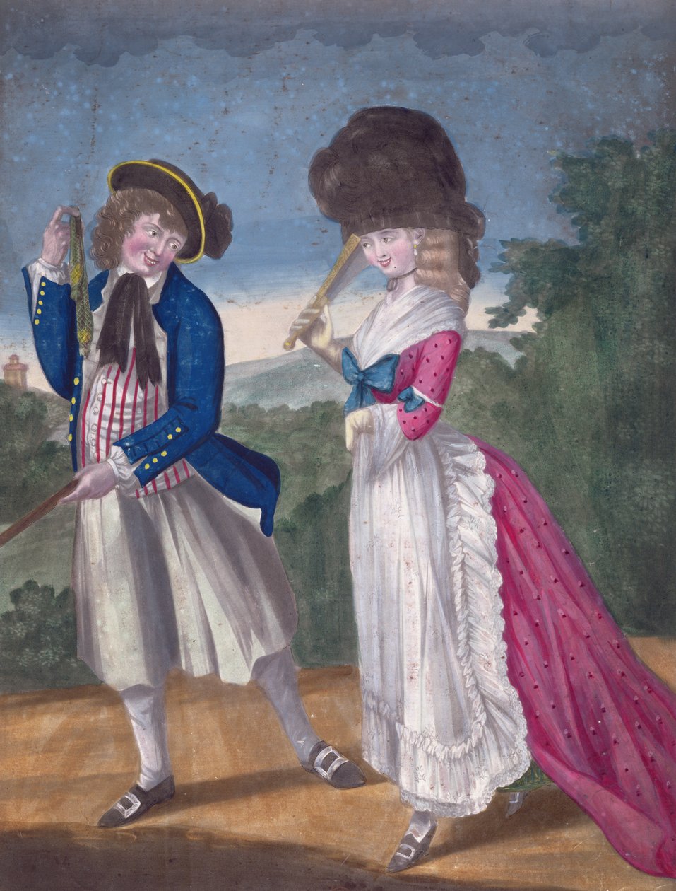 Jack Oakham jogando fora um sinal para um noivado, 1781 de English School
