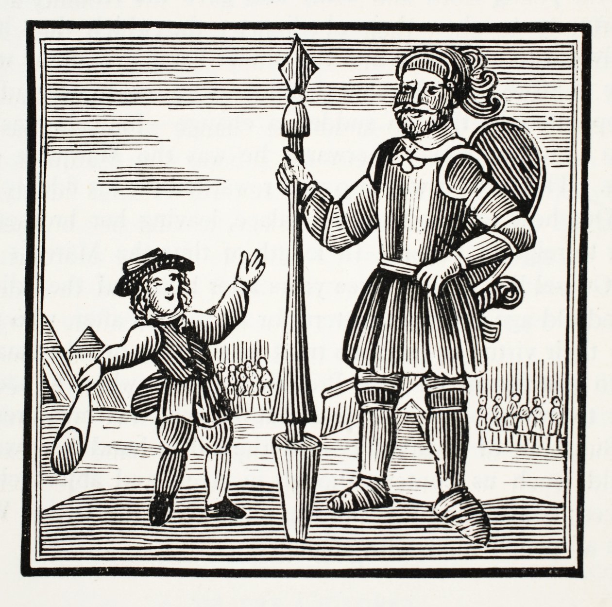 Jack e o gigante, ilustração dos Chap-livros do século XVIII por John Ashton, bar. 1882 de English School