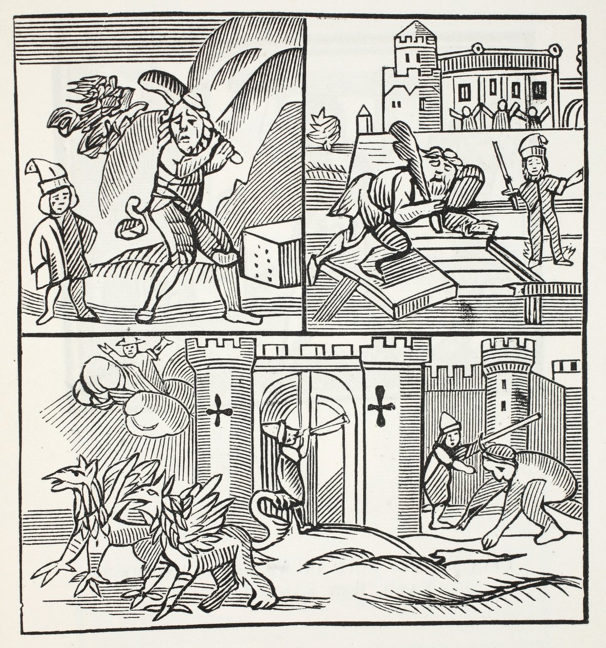 Jack e os gigantes, ilustração de Chap-livros do século XVIII por John Ashton, pub. 1882 de English School