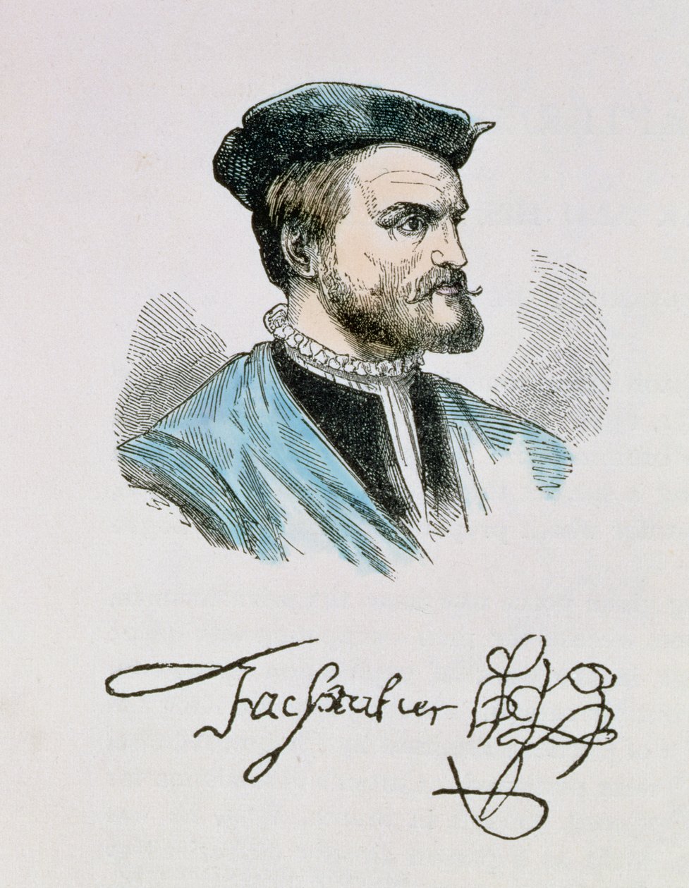 Jacques Cartier (1491-1557) ilustração do volume IV de &39;narrativa e crítica da história da América&39;, 1886 (posterior coloração) de English School