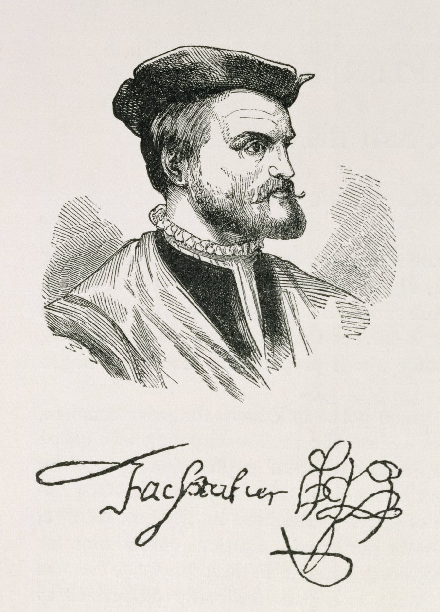 Jacques Cartier (1491-1557) ilustração do volume IV de &39;narrativa e crítica da história da América&39;, 1886 de English School