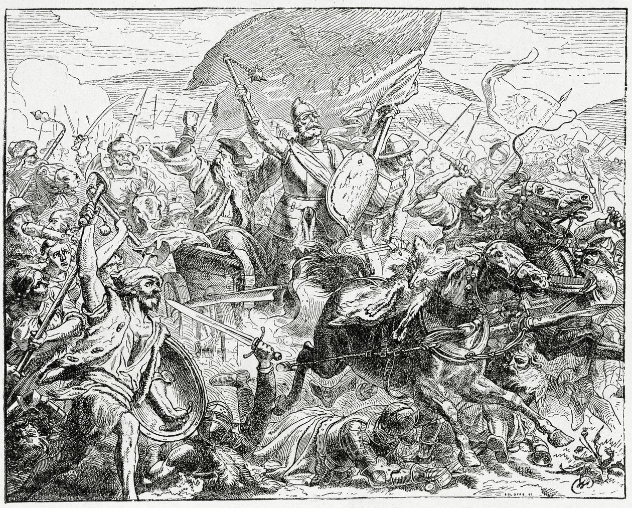 Jan Zizka do lado vencedor na Batalha de Grunwald em 1410, 1882 de English School